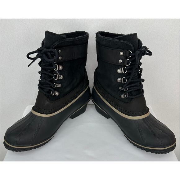 Sorel Winter Fancy Lace II Black Waterproof Boots NL2125-010 Size 8 - Picture 1 of 8